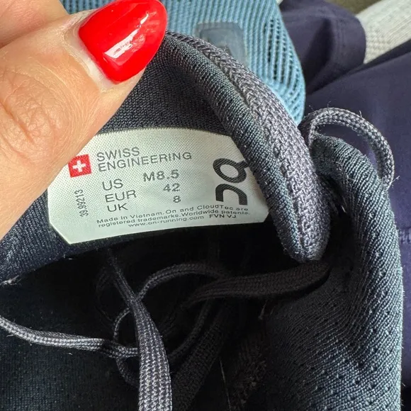 On running blue sneakers