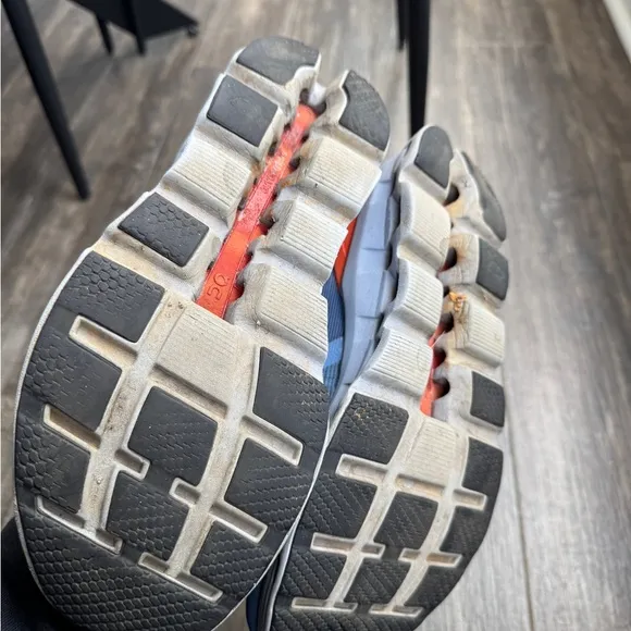On running blue sneakers