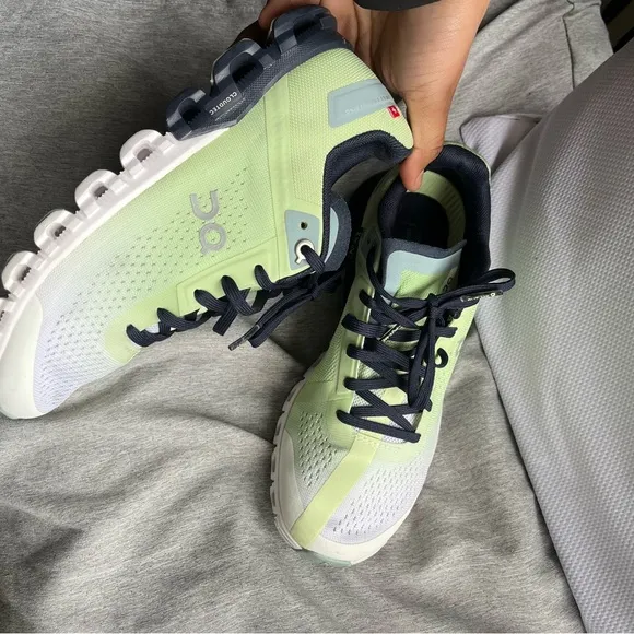 On Running Lime and Navy Sneakers