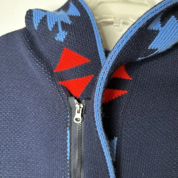One‎ in a Million Hooded Cardigan for Men Navy Blue Red Black Aztec Size Large