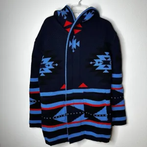 One‎ in a Million Hooded Cardigan for Men Navy Blue Red Black Aztec Size Large