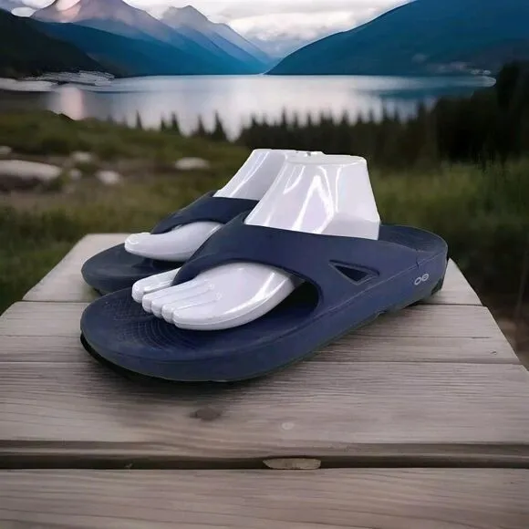 OOFOS OOriginal Men's Recovery Sport Shoes US 12 Blue Flip Flop Thong Sandals