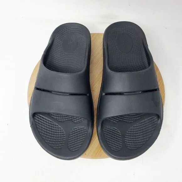 Oofos Sandals Womens 7 Ooahh Black Slide Recovery Sport Pool Beach Slip On Shoes
