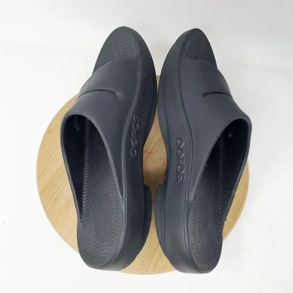 Oofos Sandals Womens 7 Ooahh Black Slide Recovery Sport Pool Beach Slip On Shoes