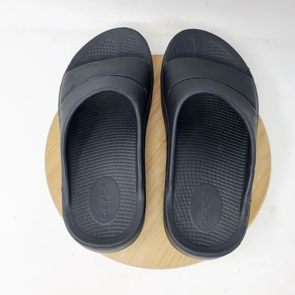 Oofos Sandals Womens 7 Ooahh Black Slide Recovery Sport Pool Beach Slip On Shoes