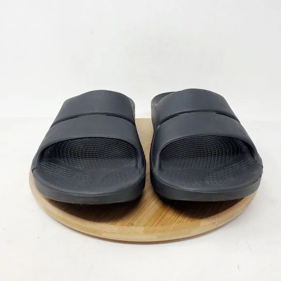 Oofos Sandals Womens 7 Ooahh Black Slide Recovery Sport Pool Beach Slip On Shoes