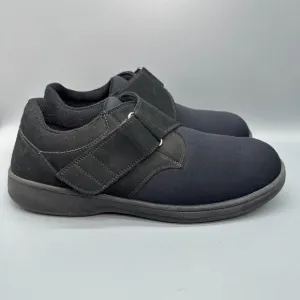 Orthofeet Bismarck Men's 12 2E WIDE Black Casual Shoes Hook &amp; Loop Low Slip On