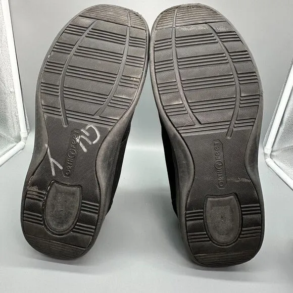 Orthofeet Bismarck Men's 12 2E WIDE Black Casual Shoes Hook &amp; Loop Low Slip On