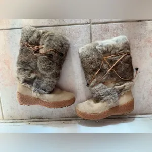 Oscar sport fur boots flat shoes ankle high lace up accessory winter platform