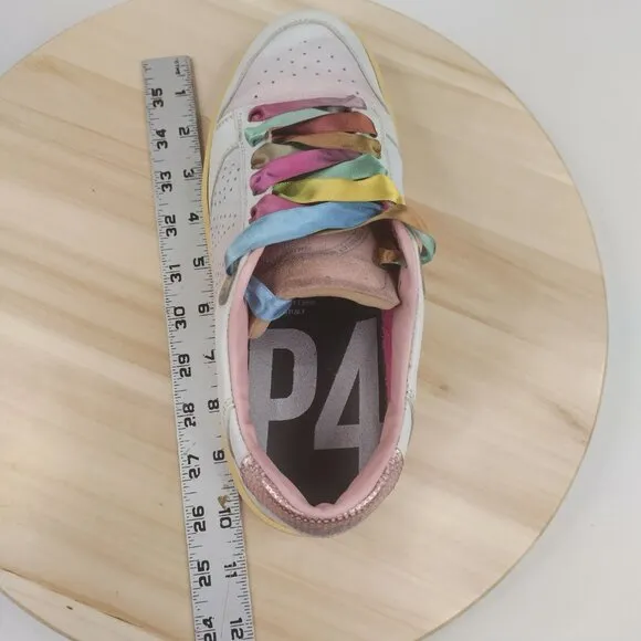 P448 Mason Shade White Ombre Leather Sneakers Rainbow Laces Women EU 39/ US 9.5