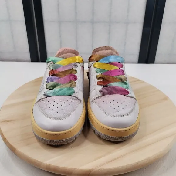P448 Mason Shade White Ombre Leather Sneakers Rainbow Laces Women EU 39/ US 9.5