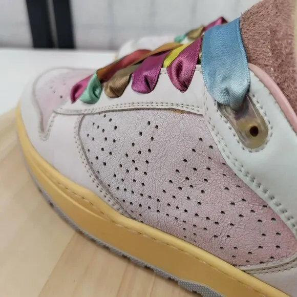 P448 Mason Shade White Ombre Leather Sneakers Rainbow Laces Women EU 39/ US 9.5