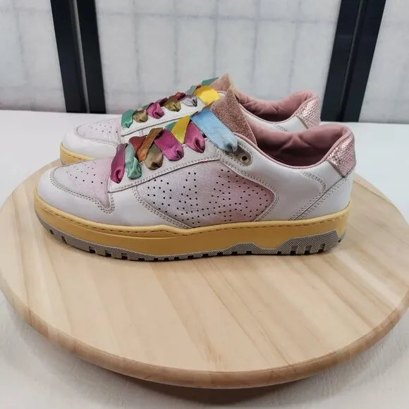 P448 Mason Shade White Ombre Leather Sneakers Rainbow Laces Women EU 39/ US 9.5
