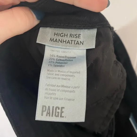 Paige High Rise Manhattan Jeans in Black Shadow Size 32 Gently Used