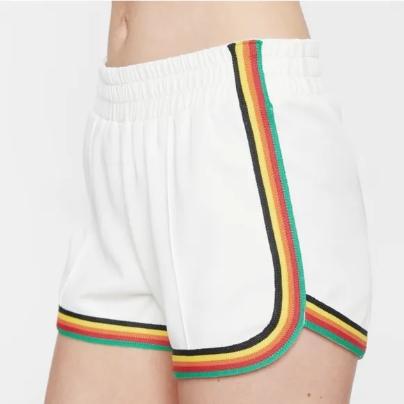 Pam &amp; Gela White Dolphin Shorts w/ Rainbow Stripes