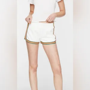 Pam &amp; Gela White Dolphin Shorts w/ Rainbow Stripes