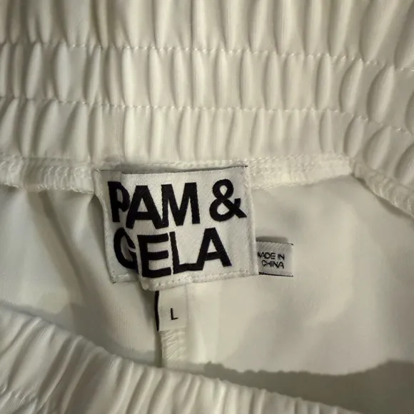 Pam &amp; Gela White Dolphin Shorts w/ Rainbow Stripes