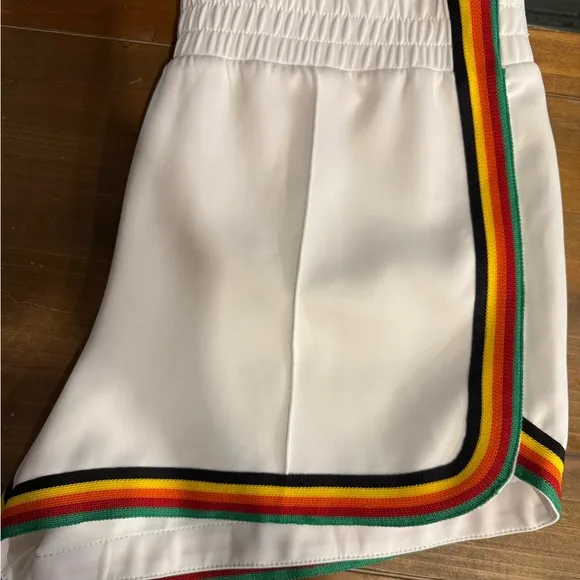 Pam &amp; Gela White Dolphin Shorts w/ Rainbow Stripes