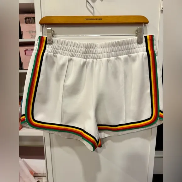 Pam &amp; Gela White Dolphin Shorts w/ Rainbow Stripes