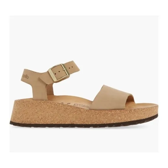 Papillio by Birkenstock Glenda Leather Wedge Sandal-Sandcastle-EU 37 FLAW
