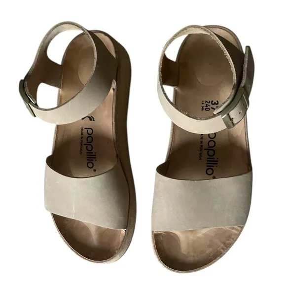 Papillio by Birkenstock Glenda Leather Wedge Sandal-Sandcastle-EU 37 FLAW