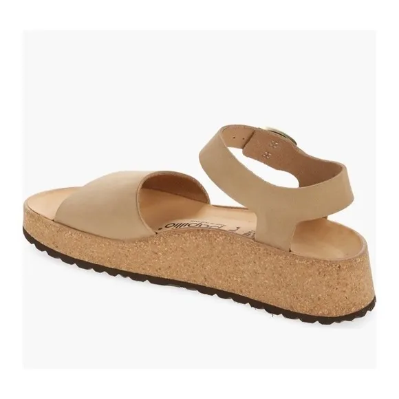 Papillio by Birkenstock Glenda Leather Wedge Sandal-Sandcastle-EU 37 FLAW