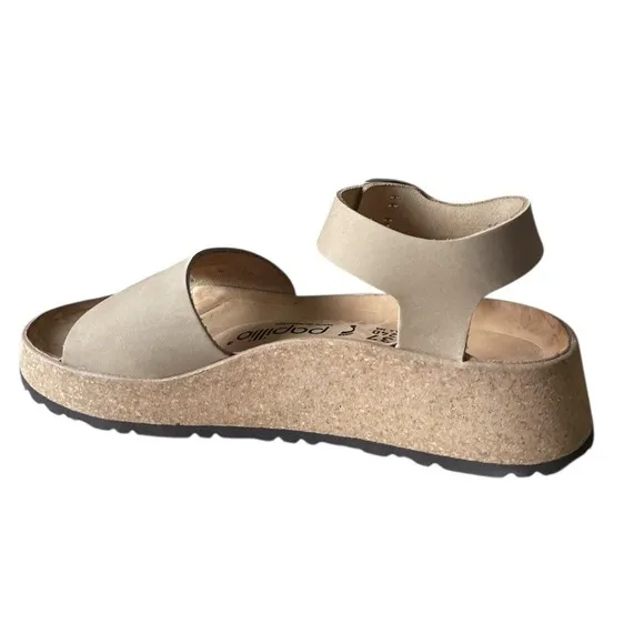 Papillio by Birkenstock Glenda Leather Wedge Sandal-Sandcastle-EU 37 FLAW