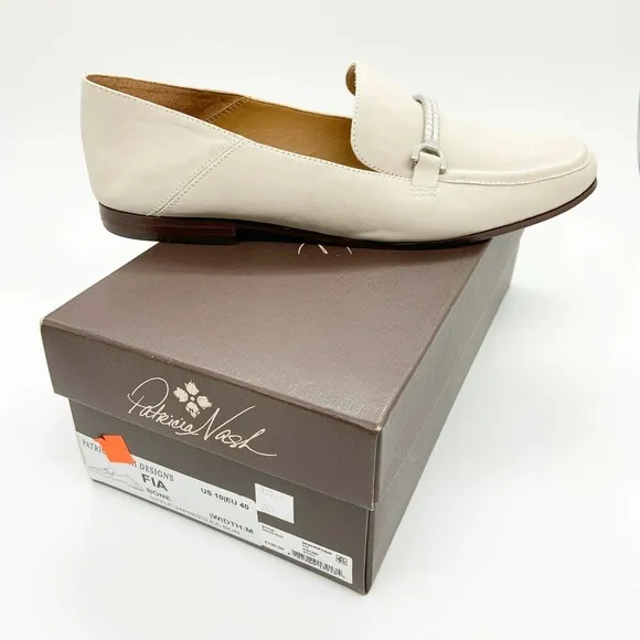 Patricia Nash Fia Loafer Flats Bone Ivory Leather