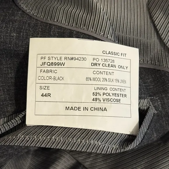 Paul Fredrick Men Blazer Sport Coat Two Button Casual Jacket 44R Wool Silk Linen