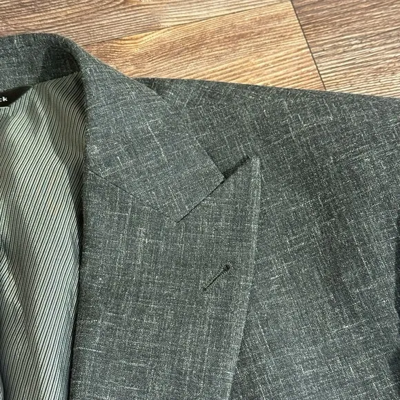 Paul Fredrick Men Blazer Sport Coat Two Button Casual Jacket 44R Wool Silk Linen