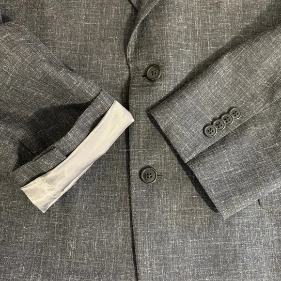 Paul Fredrick Men Blazer Sport Coat Two Button Casual Jacket 44R Wool Silk Linen