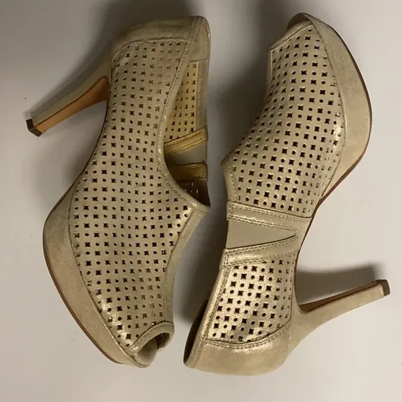 Paul Green Cream Sparkling Heeled Slip On Shoes Size 8