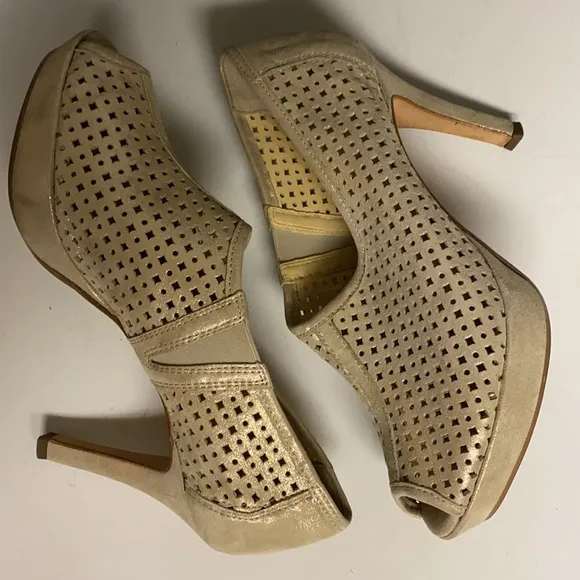 Paul Green Cream Sparkling Heeled Slip On Shoes Size 8