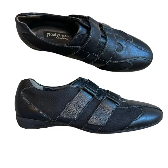 Paul Green Munchen‎ Mens Size 5 US 7.5 Black Hook And Loop Casual Shoes Sneaker