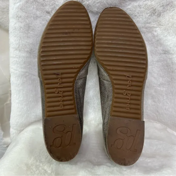 Paul Green Perry Metallic Smoke Leather Flat Loafers Size 7.5