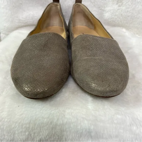 Paul Green Perry Metallic Smoke Leather Flat Loafers Size 7.5