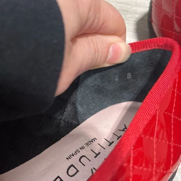 Paul Mayer Attitudes Red Patent Leather Bow Ballerina Flat Size 6B Women’s Shoes