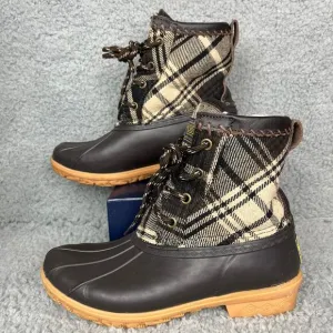 Pendleton Women's 5 Heritage Plaid Slip-Resistant Duck Boots Waterproof Brown