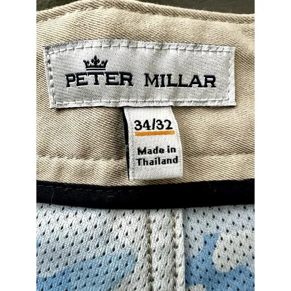 Peter Millar EB66 Size 34/32 Crown Sport 5 Pocket Performance Pants Golf Khaki