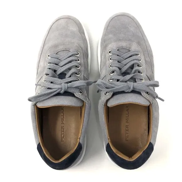 Peter Millar Vantage Suede Sneakers Mens Size 8.5 Gray Casual Athleisure Shoes