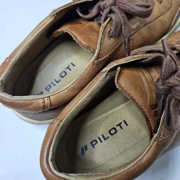 Piloti Avenue Driving Shoes Brown Leather Lace Up Sneakers Men's 8
