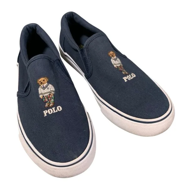 Polo Ralph Lauren Boy's Keaton Slip On PoloBear Sneaker Shoes, Size 4
