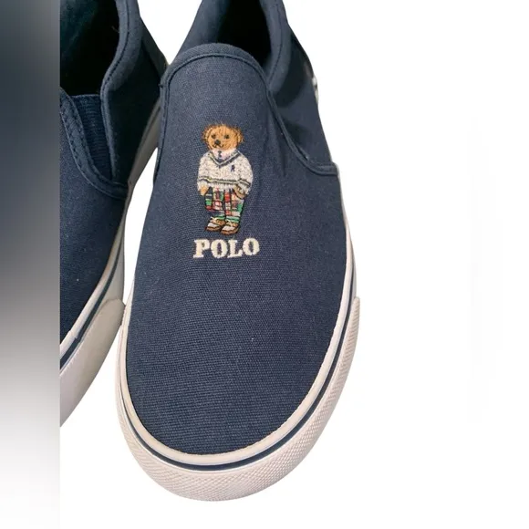 Polo Ralph Lauren Boy's Keaton Slip On PoloBear Sneaker Shoes, Size 4