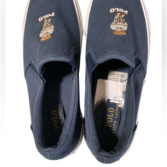 Polo Ralph Lauren Boy's Keaton Slip On PoloBear Sneaker Shoes, Size 4