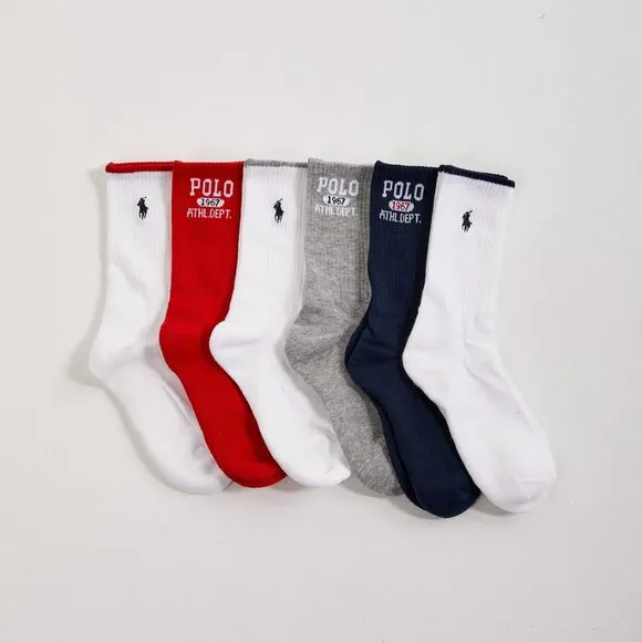Polo Ralph Lauren Logo Crew Socks and Color Blocked Low Cut Socks 12 Pairs