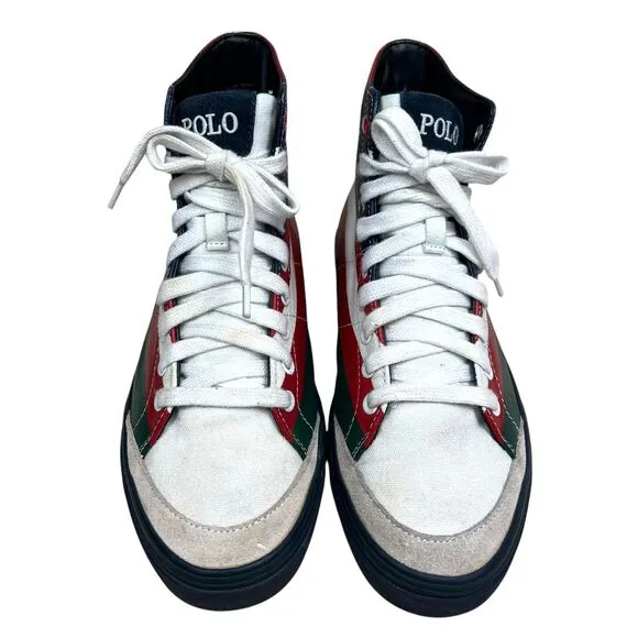Polo Ralph Lauren Men Solomon Flag Sneakers High Top Sneakers Ski Sports Sz 8.5D