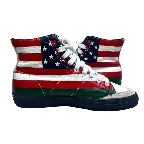 Polo Ralph Lauren Men Solomon Flag Sneakers High Top Sneakers Ski Sports Sz 8.5D