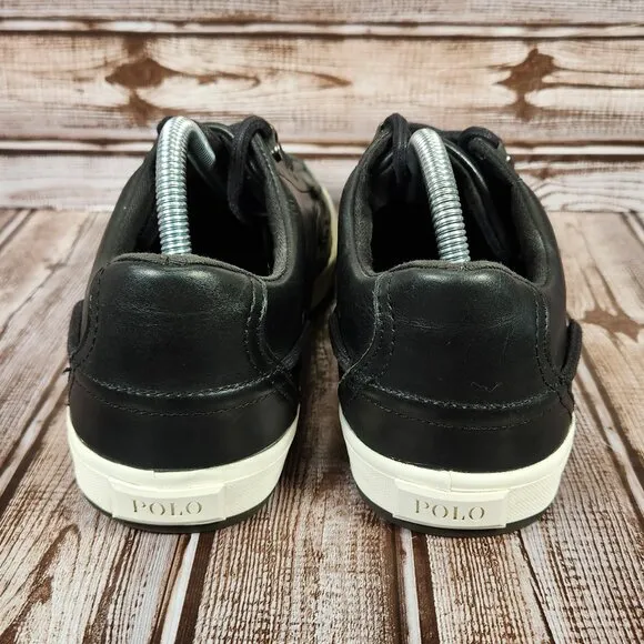 POLO RALPH LAUREN Men's 9 D Ramiro Black Casual Leather Lace Up Duck Shoes EUC
