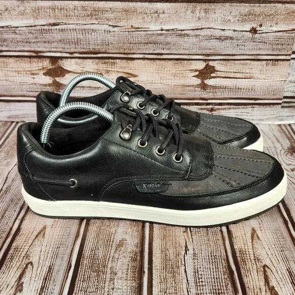 POLO RALPH LAUREN Men's 9 D Ramiro Black Casual Leather Lace Up Duck Shoes EUC