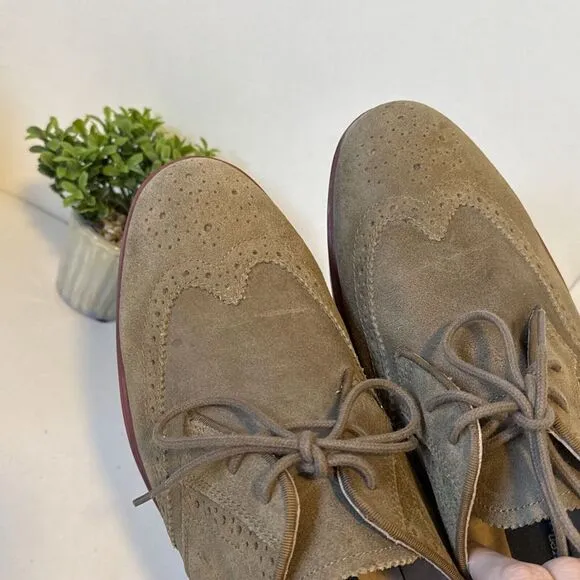 Polo Ralph Lauren Orrick 10 D‎ Tan Suede Leather Brogue Wingtip Casual Shoes